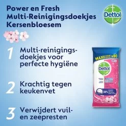 Dettol - Schoonmaakdoekjes - Power & Fresh - Kersenbloesem - 80 Stuks X8 8 Dettol - Schoonmaakdoekjes - Power & Fresh - Kersenbloesem - 80 Stuks X8 -Huishoud Verkoop 1200x1200 1100
