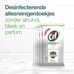 Cif Disinfect & Shine Wipes Doden 99,99% Van De Bacteriën Original Desinfecterende Schoonmaakdoekjes, Van 100% Biologisch Afbreekbaar Textiel 5 X 75 Doekjes -Huishoud Verkoop 1200x1200 1188