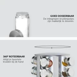SensaHome 360 Graden Roteerbare Kruidencarrousel - Kruidenrek/Kruidenmolen - 20 Kruidenpotjes - 5 Laags - Draaibaar - 20 Specerijen Potjes - Specerijenmolen -Huishoud Verkoop 1200x1200 1457