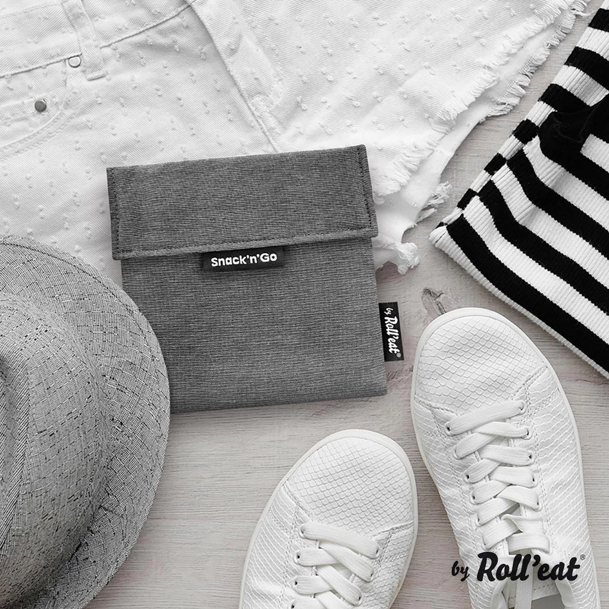 Roll'Eat Snack'n Go Herbruikbaar Boterhamzakje - Grijs 3 Roll'Eat Snack'n Go Herbruikbaar Boterhamzakje - Grijs - Afbeelding 3