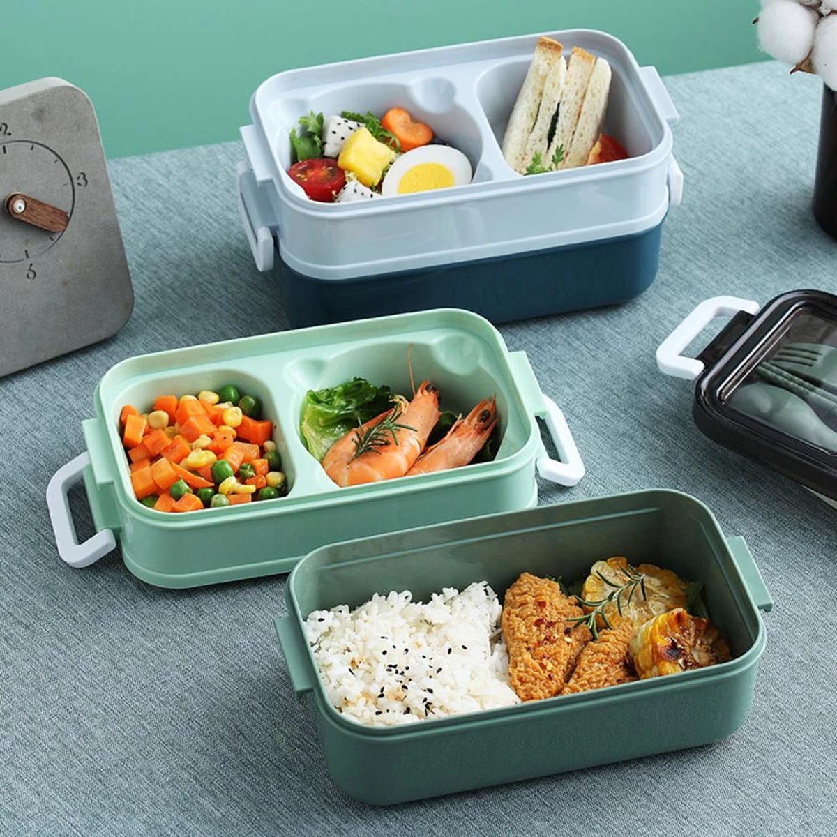 Lunchbox - Meal Prep Bakjes - Lunch Box Met Deksel - Meal Prep – Bento Box - Lunchtrommel Met Bestek Groen 6 Lunchbox - Meal Prep Bakjes - Lunch Box Met Deksel - Meal Prep – Bento Box - Lunchtrommel Met Bestek Groen - Afbeelding 6