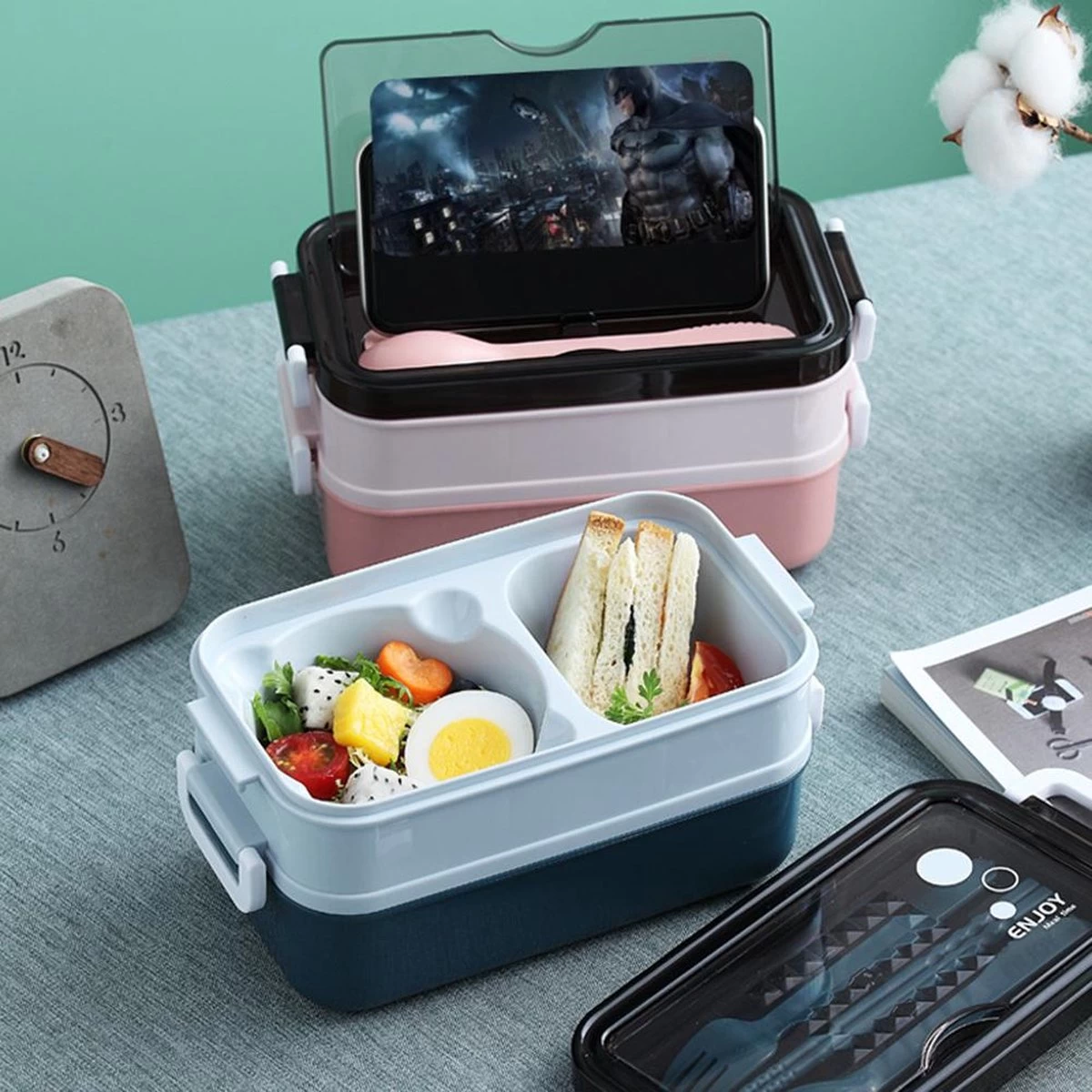 Lunchbox - Meal Prep Bakjes - Lunch Box Met Deksel - Meal Prep – Bento Box - Lunchtrommel Met Bestek Groen 11 Lunchbox - Meal Prep Bakjes - Lunch Box Met Deksel - Meal Prep – Bento Box - Lunchtrommel Met Bestek Groen - Afbeelding 11