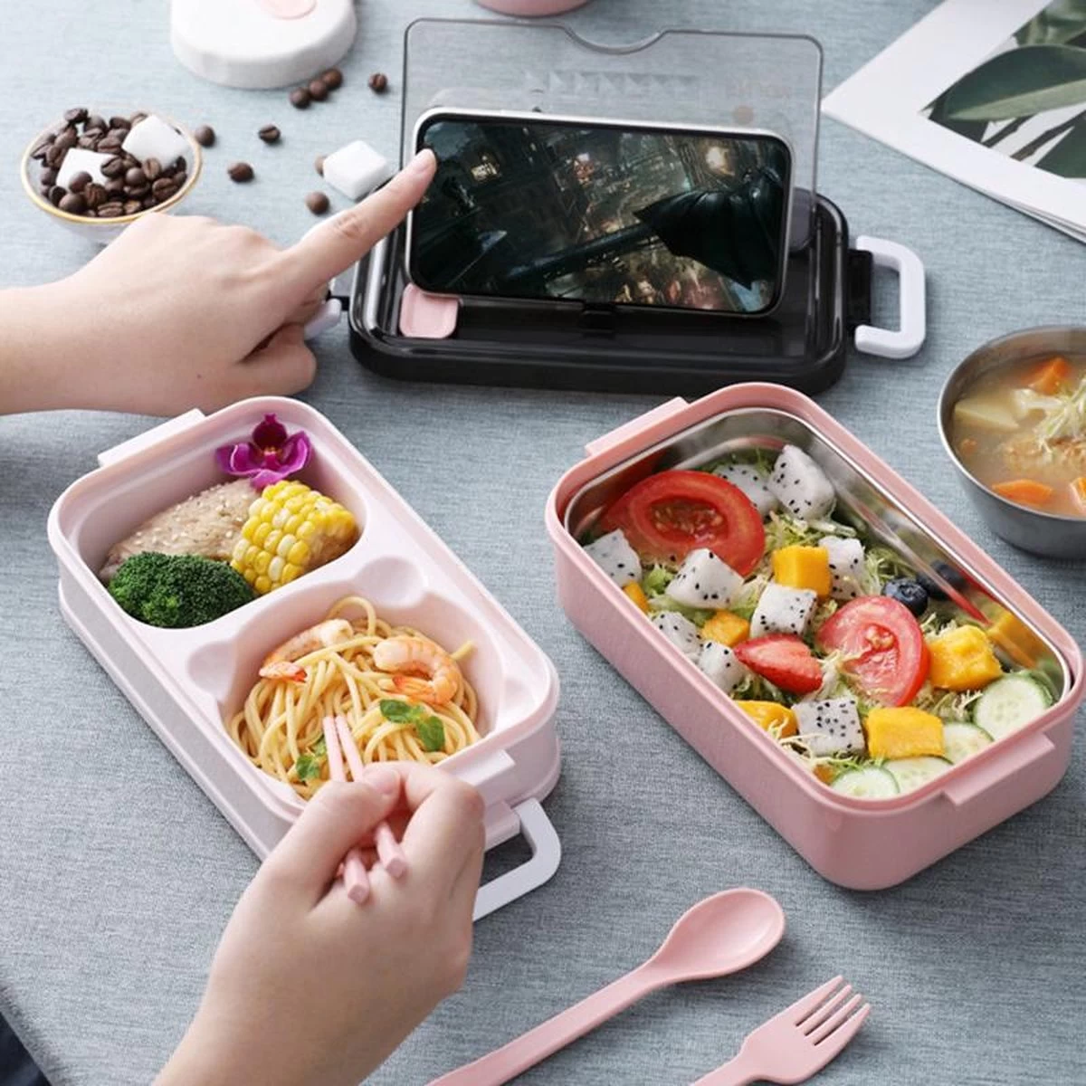Lunchbox - Meal Prep Bakjes - Lunch Box Met Deksel - Meal Prep – Bento Box - Lunchtrommel Met Bestek Groen 16 Lunchbox - Meal Prep Bakjes - Lunch Box Met Deksel - Meal Prep – Bento Box - Lunchtrommel Met Bestek Groen - Afbeelding 16