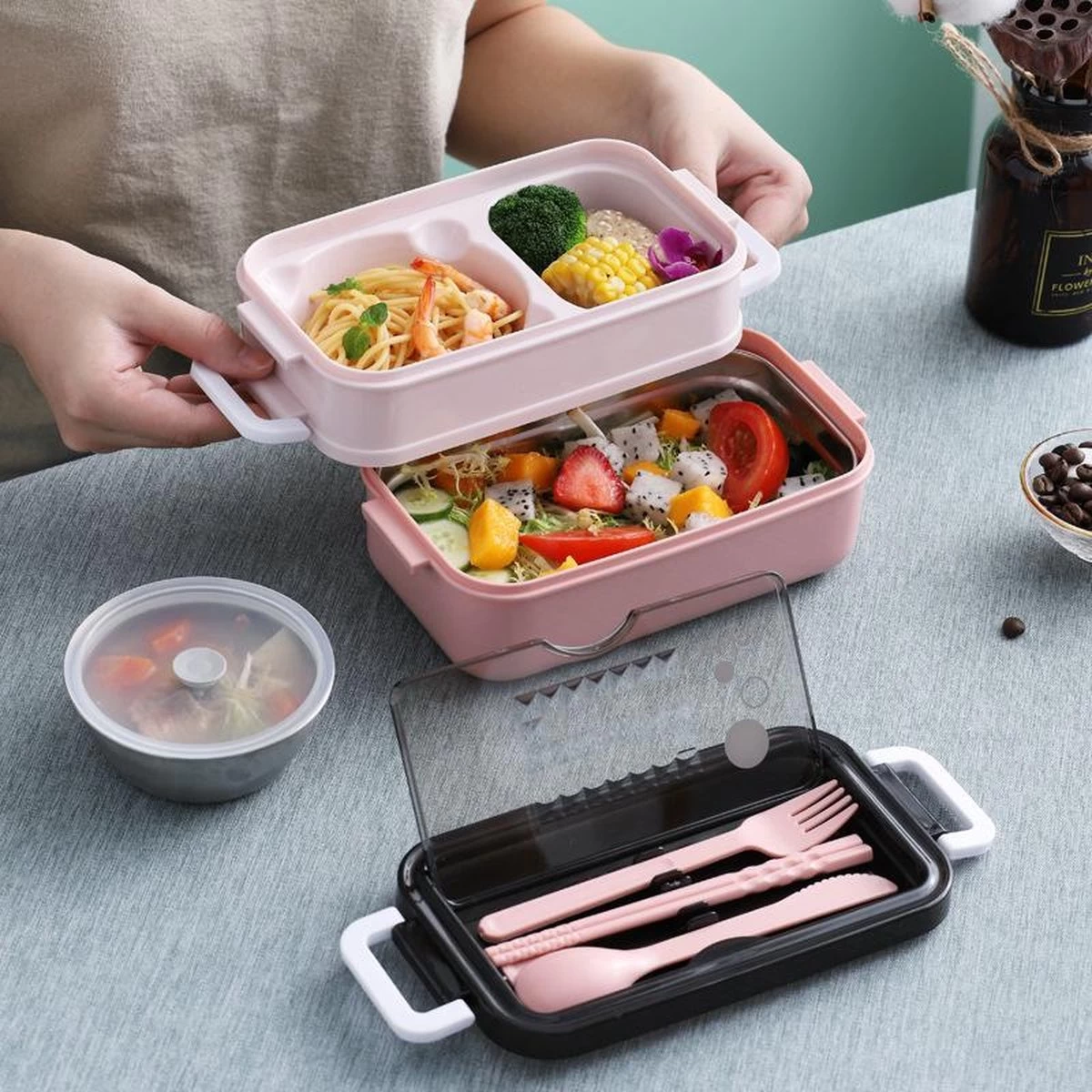 Lunchbox - Meal Prep Bakjes - Lunch Box Met Deksel - Meal Prep – Bento Box - Lunchtrommel Met Bestek Groen 19 Lunchbox - Meal Prep Bakjes - Lunch Box Met Deksel - Meal Prep – Bento Box - Lunchtrommel Met Bestek Groen - Afbeelding 19