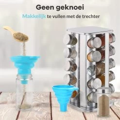 LuZana® Draaibaar Kruidenrek -RVS- Staand Met Potjes - 20 Kruidenpotjes Met Strooideksel – Incl. Labels, Krijtstift En Trechter -Huishoud Verkoop 1200x1200 1503
