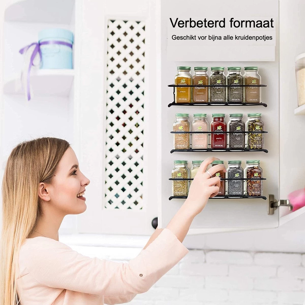 Kruidenrek Ophangbaar Kruidenpotjes Wandrek Organizer Keuken Accessoires - Zwart - Geschikt Voor Bijna Alle Kruidenpotjes 2 Kruidenrek Ophangbaar Kruidenpotjes Wandrek Organizer Keuken Accessoires - Zwart - Geschikt Voor Bijna Alle Kruidenpotjes - Afbeelding 2