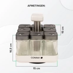 Coninx Kruidenrek Staand - Draaiend Kruidenrek Met Glazen Potjes - Kruidencarrousel Draaibaar - 8 Kruidenpotjes - Wit / RVS 15 Coninx Kruidenrek Staand - Draaiend Kruidenrek Met Glazen Potjes - Kruidencarrousel Draaibaar - 8 Kruidenpotjes - Wit / RVS -Huishoud Verkoop 1200x1200 1545