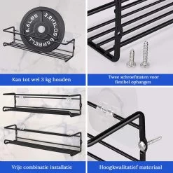 Merkloos Friendly Kitchen - Zwart Ophangbaar Kruidenrek - Modern Strak Kruidenrekje - Staal -Huishoud Verkoop 1200x1200 1554