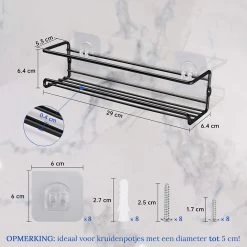 Merkloos Friendly Kitchen - Zwart Ophangbaar Kruidenrek - Modern Strak Kruidenrekje - Staal -Huishoud Verkoop 1200x1200 1555