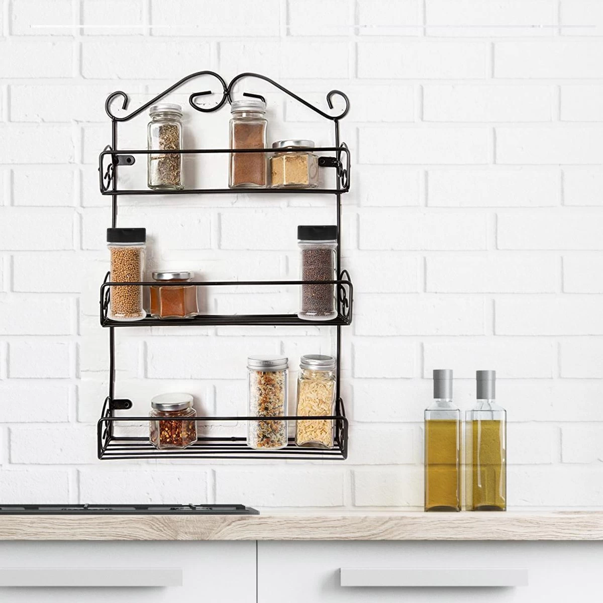 KitchenBrothers Kruidenrek - Staand En Ophangbaar - Voor 21 Potjes - 3 Laags - Metaal 3 KitchenBrothers Kruidenrek - Staand En Ophangbaar - Voor 21 Potjes - 3 Laags - Metaal - Afbeelding 3