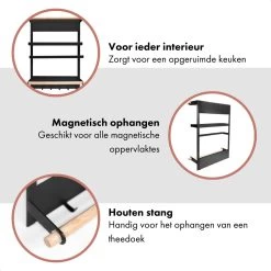 QUVIO Keukenrekje Van Metaal Magnetisch - Kruidenrek - Keuken Opbergrek Voor Kruiden, Handdoeken En Opscheplepels - Zwart 16 QUVIO Keukenrekje Van Metaal Magnetisch - Kruidenrek - Keuken Opbergrek Voor Kruiden, Handdoeken En Opscheplepels - Zwart -Huishoud Verkoop 1200x1200 1578