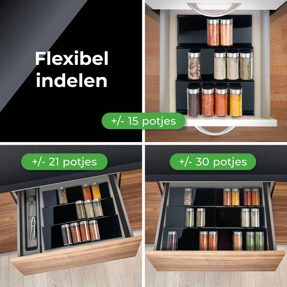 Goedewaere Kruidenrek Lade - 6 Stuks - Keuken Organizers - Keukenlade Organiser - Kruiden Organizer - Uitschuifbaar - Kunststof 6 Goedewaere Kruidenrek Lade - 6 Stuks - Keuken Organizers - Keukenlade Organiser - Kruiden Organizer - Uitschuifbaar - Kunststof - Afbeelding 6