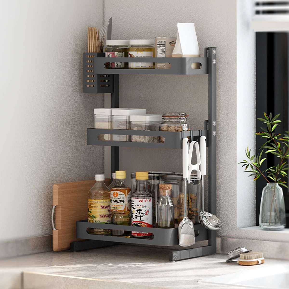 Chefs Cuisine Kruidenrek - Kruidenrek Staand - Keukenrek -aanrecht Organizer - Bureau Organizer - Keuken Organizers - Roestvrij Staal 4 Chefs Cuisine Kruidenrek - Kruidenrek Staand - Keukenrek -aanrecht Organizer - Bureau Organizer - Keuken Organizers - Roestvrij Staal - Afbeelding 4