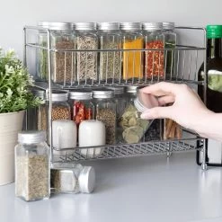 Navaris Stalen Kruidenrekje 2 Laags - Kruidenrek Staand - Rek Voor Kruidenpotjes En Glaasjes - Multifunctionele Organizer Voor Keuken En Badkamer -Huishoud Verkoop 1200x1200 1627