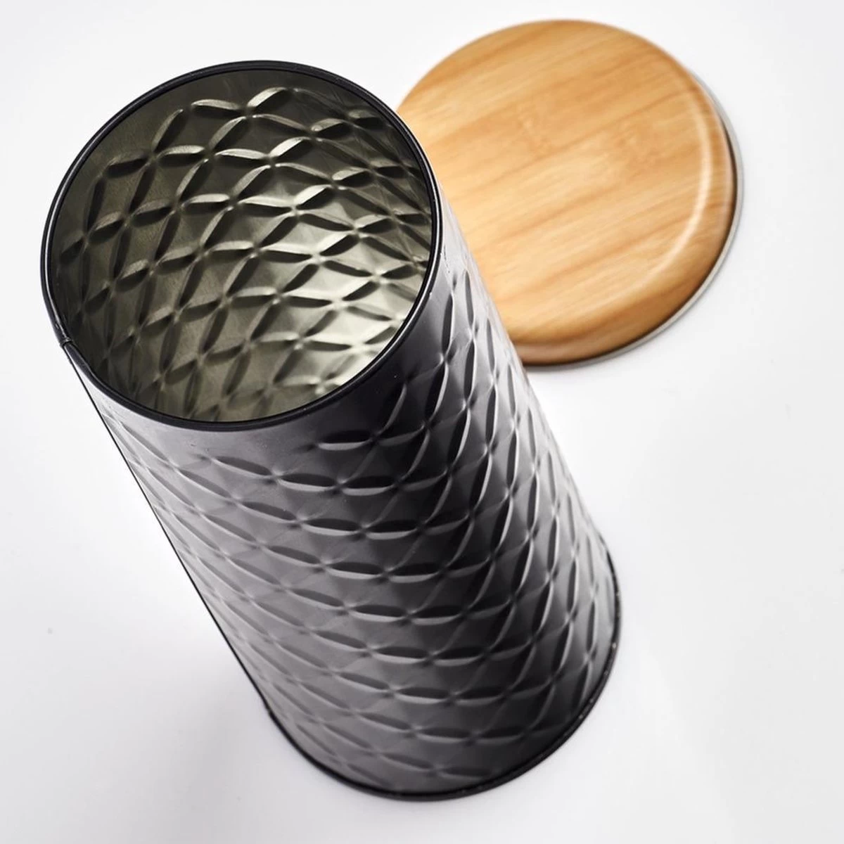 Zeller Bewaar/voorraad Blikken Koffiepads - Zwart - Metaal - 18 X 7,5 Cm - 1 L 2 Zeller Bewaar/voorraad Blikken Koffiepads - Zwart - Metaal - 18 X 7,5 Cm - 1 L - Afbeelding 2