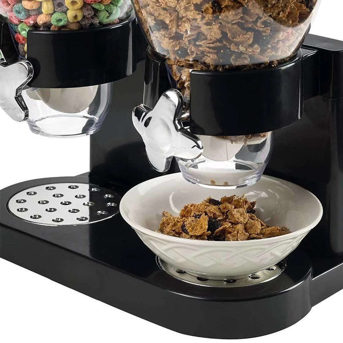 MikaMax Cornflakes Dispenser - Voorraadbus - Cornflakes Voorraadpot - Ontbijt Granendispenser - Zwart - 2 X 500 Gram 2 MikaMax Cornflakes Dispenser - Voorraadbus - Cornflakes Voorraadpot - Ontbijt Granendispenser - Zwart - 2 X 500 Gram - Afbeelding 2