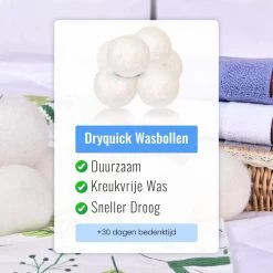 DRYQUICK Drogerballen- Wasbollen- Duurzaam Schapenwol - Herbruikbaar- 6 XL Wasballen Wit -Huishoud Verkoop 1200x1200 19