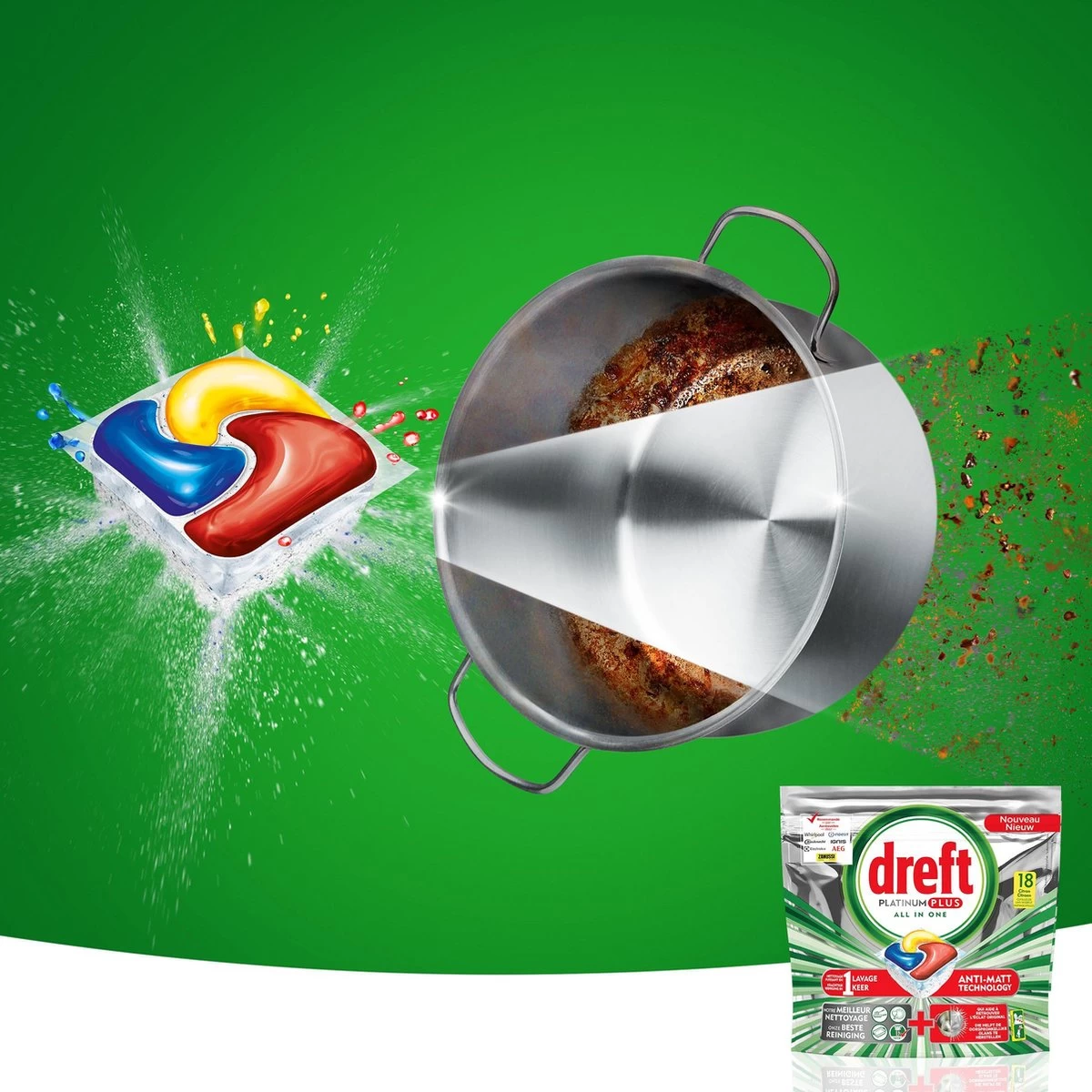 Dreft Platinum Plus Citroen - Voordeelverpakking 5x18 Stuks - Wasmiddel Capsules 4 Dreft Platinum Plus Citroen - Voordeelverpakking 5x18 Stuks - Wasmiddel Capsules - Afbeelding 4