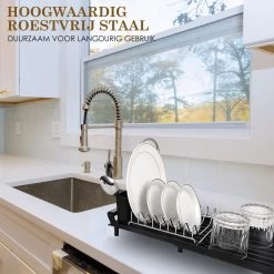 MIRI Afdruiprek – Afwasrek – Uitschuifbaar – Met Lekbak In Gootsteen – Afwas – Roestvrij Staal – Zwart 12 MIRI Afdruiprek – Afwasrek – Uitschuifbaar – Met Lekbak In Gootsteen – Afwas – Roestvrij Staal – Zwart -Huishoud Verkoop 1200x1200 912