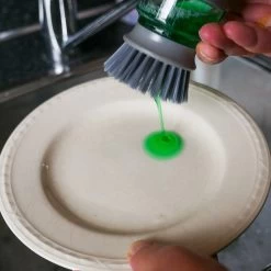 In Round Afwasborstel Met Zeepdispenser / Zeepreservoir – Inclusief Houder – Grijs – Afwas Borstel – Zeep Handborstel – Doseerpomp – Afwasmiddel Dispenser – Navulbaar -Huishoud Verkoop 1200x1200 972