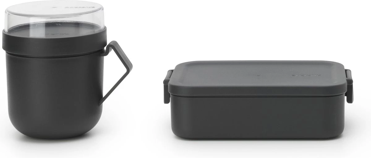 Brabantia Make & Take Lunchset - 2-delig - Kunststof - Dark Grey 1 Brabantia Make & Take Lunchset - 2-delig - Kunststof - Dark Grey