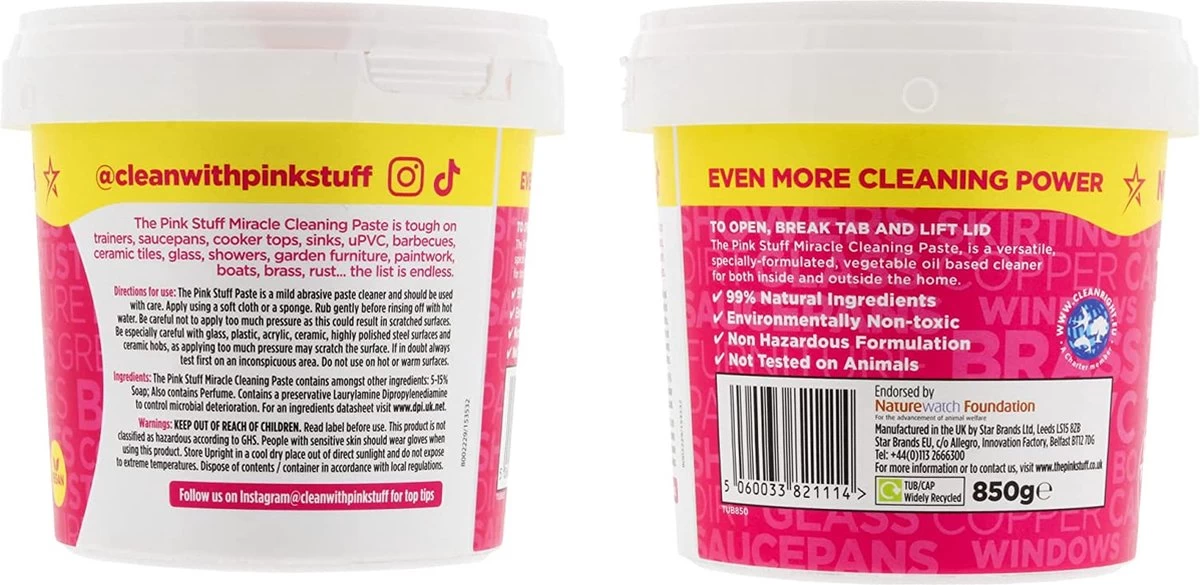 The Pink Stuff Set 6 Dlg- 2x Spray 750 Ml - 2x Toiletreinoger 750 Ml- 2x Miracle Paste 850 Gram 2 The Pink Stuff Set 6 Dlg- 2x Spray 750 Ml - 2x Toiletreinoger 750 Ml- 2x Miracle Paste 850 Gram - Afbeelding 2