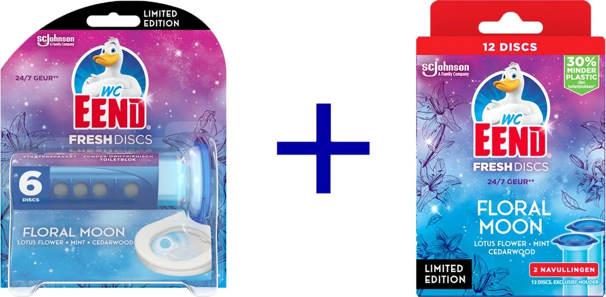 WC-Eend Fresh Discs Floral Moon + Navulling 12 Discs 1 WC-Eend Fresh Discs Floral Moon + Navulling 12 Discs