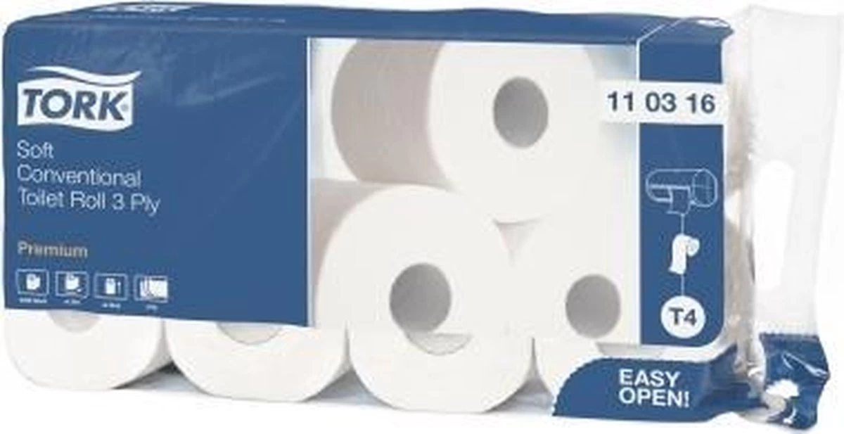 Tork Traditioneel Toiletpapier 3-laags Wit 250 Vel T4 Premium 5 Tork Traditioneel Toiletpapier 3-laags Wit 250 Vel T4 Premium - Afbeelding 5