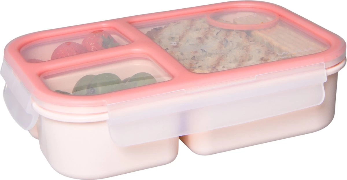 Lock&Lock Lunchbox - Bento Box - Salade Lunchbox - Met 3 Compartimenten - Met Dressing/Saus Bakje - Volwassenen En Kinderen - To Go - Lekvrij - BPA Vrij - 980 Ml - Roze 3 Lock&Lock Lunchbox - Bento Box - Salade Lunchbox - Met 3 Compartimenten - Met Dressing/Saus Bakje - Volwassenen En Kinderen - To Go - Lekvrij - BPA Vrij - 980 Ml - Roze - Afbeelding 3