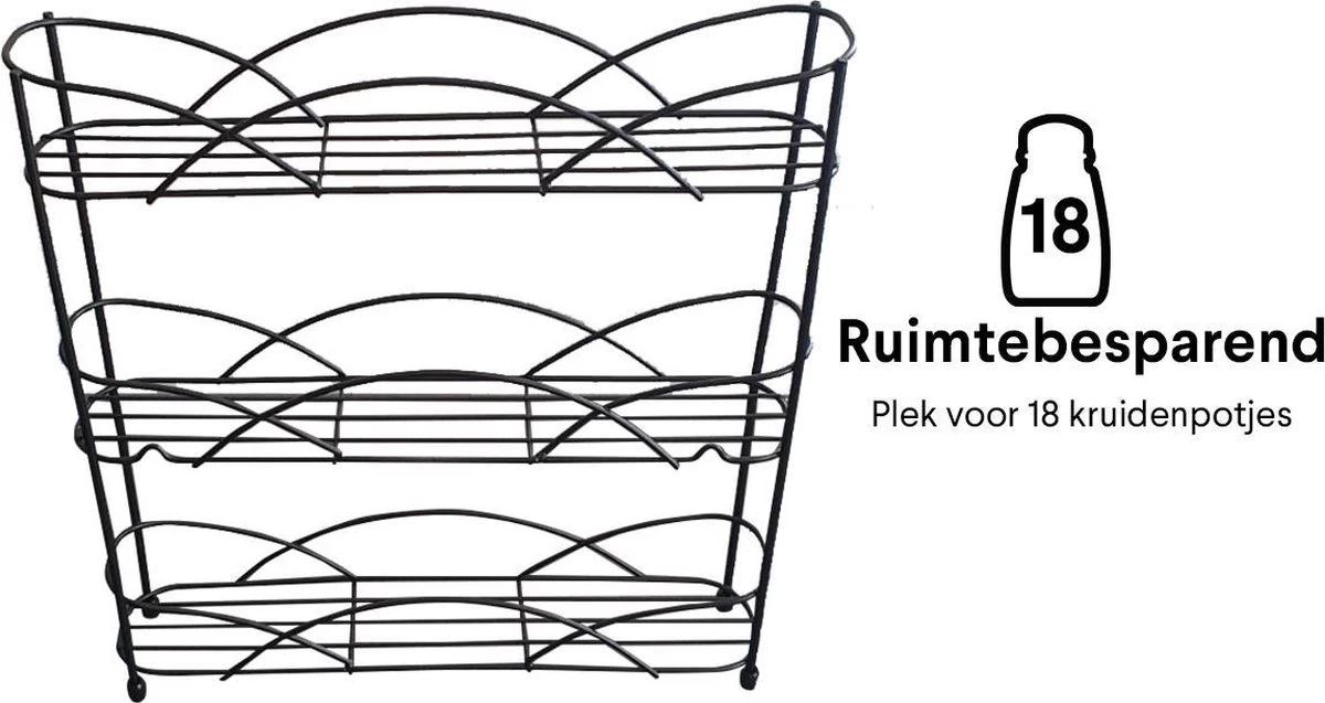 Zindoo - Kruidenrek - Standaard - 3-laags - Ophangbaar - 18 Kruiden Potjes - Anti-slip Pootjes - Spice Rack - Specerijenrek - Keukenorganizer - Keukenaccessoires 5 Zindoo - Kruidenrek - Standaard - 3-laags - Ophangbaar - 18 Kruiden Potjes - Anti-slip Pootjes - Spice Rack - Specerijenrek - Keukenorganizer - Keukenaccessoires - Afbeelding 5