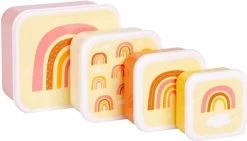 A Little Lovely Company - Brooddoos - Broodtrommel - Lunch & Snack Box Set Van 4 - Regenbogen -Huishoud Verkoop 1200x683