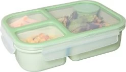 Lock&Lock Lunchbox - Bento Box - Salade Lunchbox - Met 3 Compartimenten - Met Dressing/Saus Bakje - Volwassenen En Kinderen - To Go - Lekvrij - BPA Vrij - 980 Ml - Groen -Huishoud Verkoop 1200x685