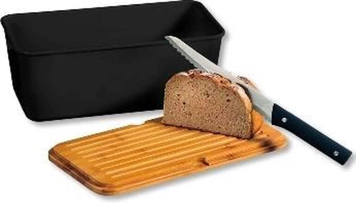 Melamine Broodtrommel Met Bamboe Snijplank | Brood Bewaar Doos Met Hoge Kwaliteit Bamboe Snij Plank | Met Bamboe Deksel, Te Gebruiken Als Brood Snijplank | Afm. 34 X 18 X 14 Cm. | Kleur Brood Trommel: ZWART 2 Melamine Broodtrommel Met Bamboe Snijplank | Brood Bewaar Doos Met Hoge Kwaliteit Bamboe Snij Plank | Met Bamboe Deksel, Te Gebruiken Als Brood Snijplank | Afm. 34 X 18 X 14 Cm. | Kleur Brood Trommel: ZWART - Afbeelding 2