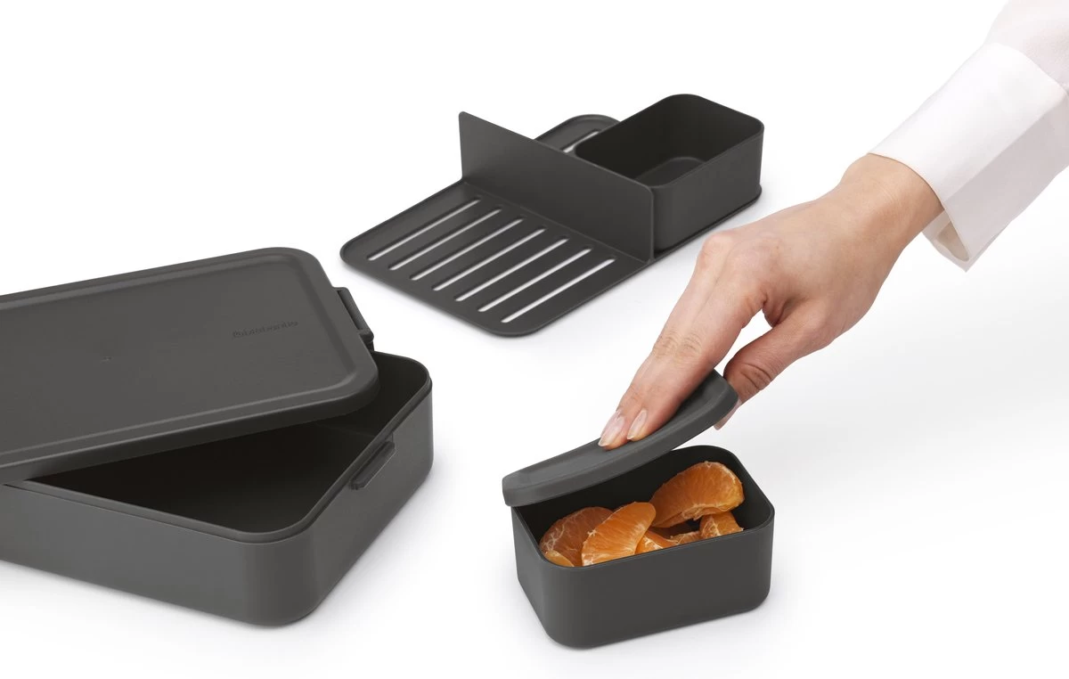 Brabantia Make & Take Bento Lunchbox Incl Bentobox - Large - Kunststof - Dark Grey 12 Brabantia Make & Take Bento Lunchbox Incl Bentobox - Large - Kunststof - Dark Grey - Afbeelding 12
