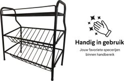 Zindoo Kruidenrek Zwart 3-laags Staand - Specerijen Rek - Kruiden Rek - Duurzaam RVS - Anti Slip Onderzijde - Specerijenstandaard – Keukenorganizer - Spice Rack - Kitchen Rack - Spice Organizer Keukenaccessoire - ZIN-SR05 -Huishoud Verkoop 1200x784 2