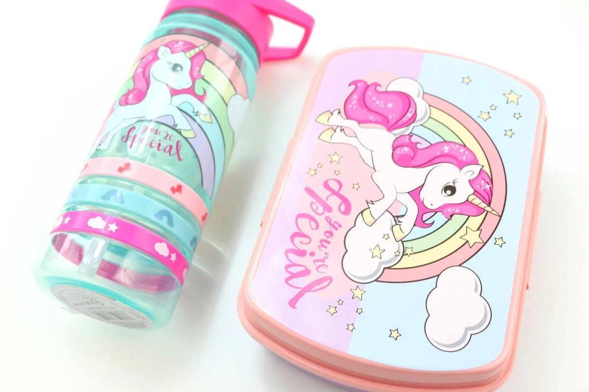 Unicorn Broodtrommel + PET Drinkfles Lichtblauw | Eenhoorn Lunchbox Set Voor Meisjes LS22 9 Unicorn Broodtrommel + PET Drinkfles Lichtblauw | Eenhoorn Lunchbox Set Voor Meisjes LS22 - Afbeelding 9