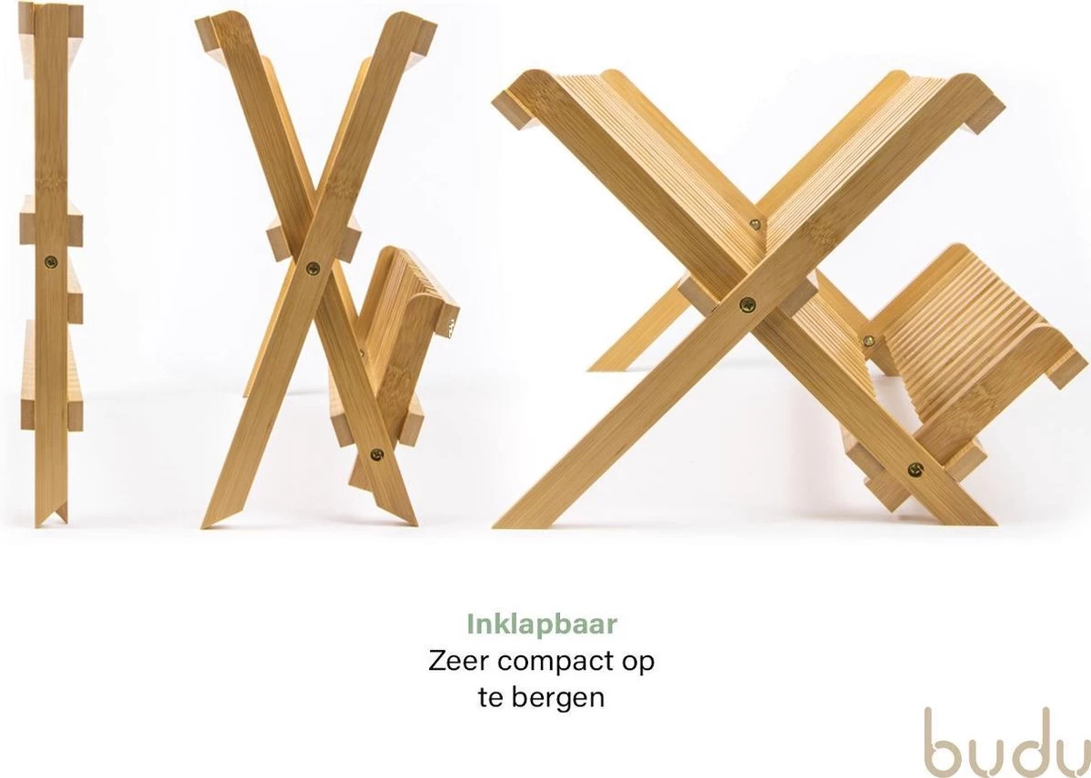 Budu Afdruiprek - Afdruiprekje Van Bamboe Hout - Afdruiprek Voor Afwas - Vaatwasrek - Keukenrek - Inklapbaar - Opvouwbaar - 3 Budu Afdruiprek - Afdruiprekje Van Bamboe Hout - Afdruiprek Voor Afwas - Vaatwasrek - Keukenrek - Inklapbaar - Opvouwbaar - - Afbeelding 3