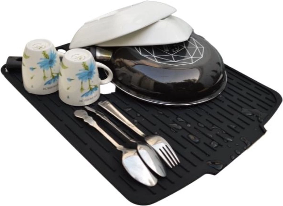 HOMYHON Afdruipmat -Afdruipmat Siliconen -Pannenonderzetter- Antislip -Hittebestendig - Aanrecht Mat -Siliconen Mat - 40 X 46 Cm - Zwart 3 HOMYHON Afdruipmat -Afdruipmat Siliconen -Pannenonderzetter- Antislip -Hittebestendig - Aanrecht Mat -Siliconen Mat - 40 X 46 Cm - Zwart - Afbeelding 3