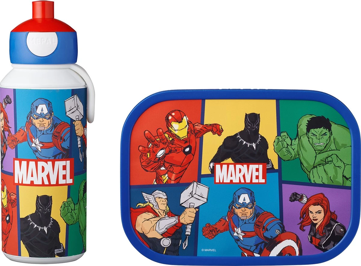 Mepal – Lunchset Campus (pu + Lb) – Pop-up Drinkfles En Broodtrommel Voor Kinderen – Avengers – Bento Box – Lekvrij 1 Mepal – Lunchset Campus (pu + Lb) – Pop-up Drinkfles En Broodtrommel Voor Kinderen – Avengers – Bento Box – Lekvrij