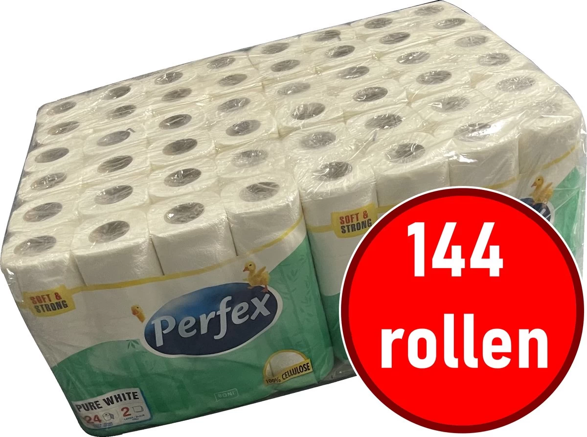Perfex Toiletpapier Pure White 2-Laags 24 Rollen X 6 Pak Mega Voordeelpak 144 Rollen 1 Perfex Toiletpapier Pure White 2-Laags 24 Rollen X 6 Pak Mega Voordeelpak 144 Rollen