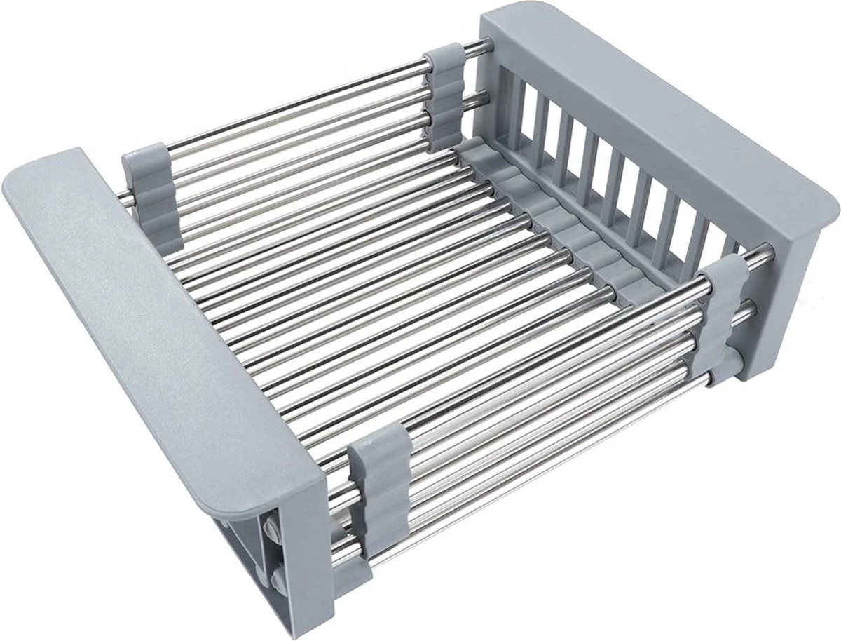 IBright Verstelbare Keukenrek - Gootsteen Mand - Afdruiprek – Vergiet – Verstelbaar In Lengte - Uitschuifbaar - RVS Grijs 7 IBright Verstelbare Keukenrek - Gootsteen Mand - Afdruiprek – Vergiet – Verstelbaar In Lengte - Uitschuifbaar - RVS Grijs - Afbeelding 7