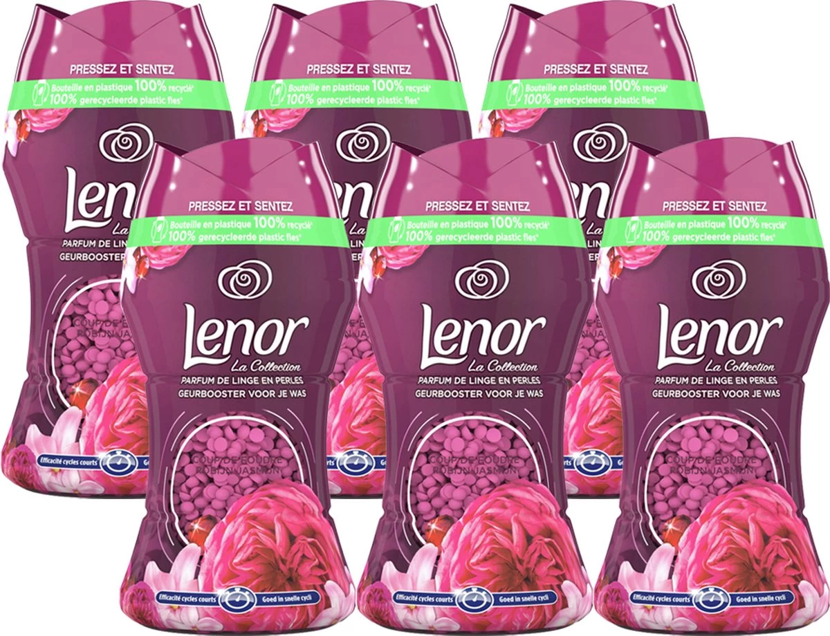 Lenor Unstoppables Geurbooster Coup De Foudre - Robijn Jasmijn - 6 X 154g - Voordeelverpakking 1 Lenor Unstoppables Geurbooster Coup De Foudre - Robijn Jasmijn - 6 X 154g - Voordeelverpakking