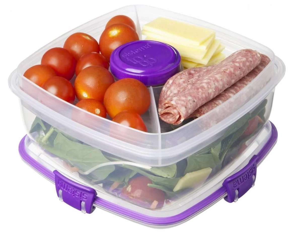 Sistema Salade Box Met Bestek - Geelgroen 2 Sistema Salade Box Met Bestek - Geelgroen - Afbeelding 2