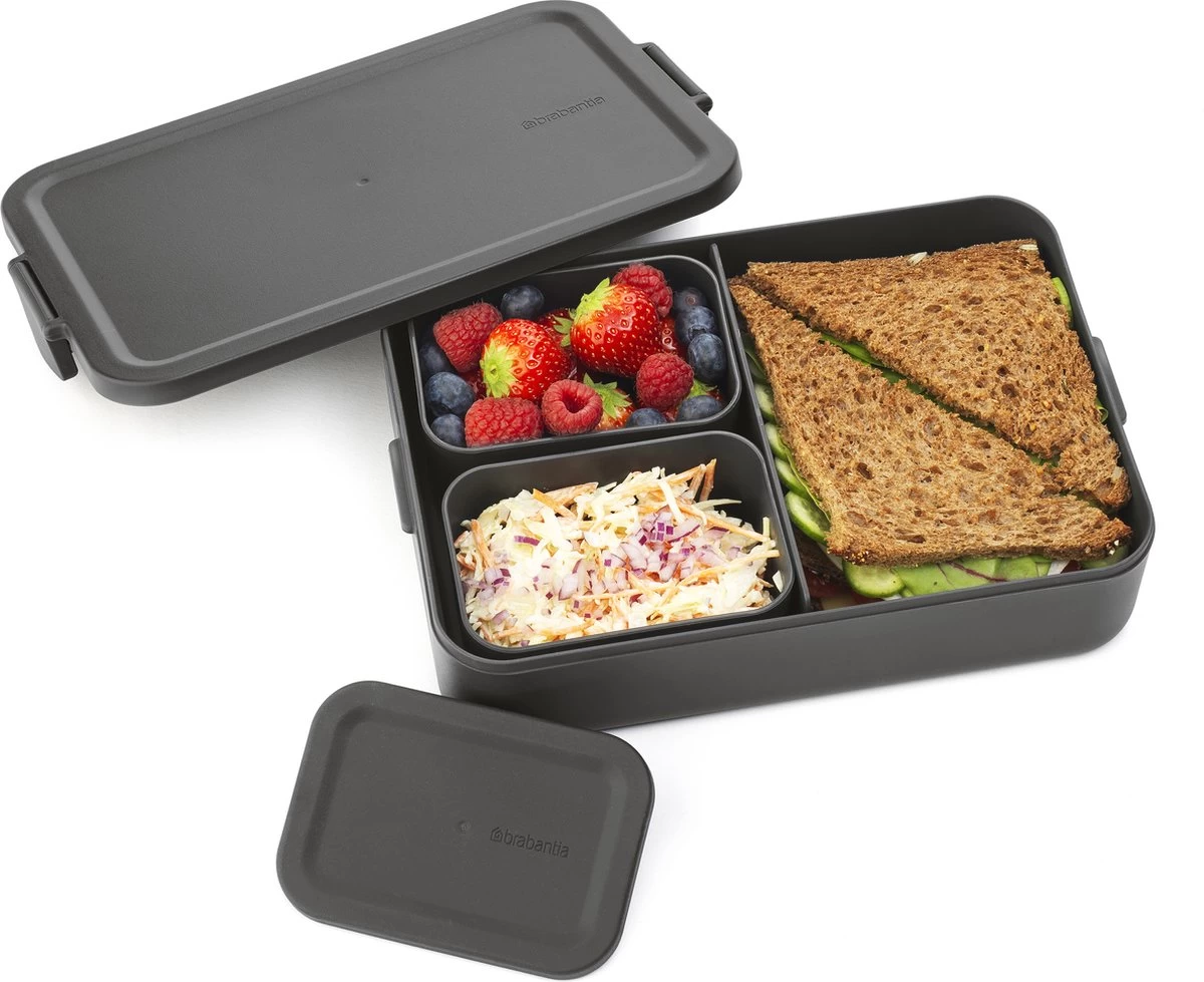 Brabantia Make & Take Bento Lunchbox Incl Bentobox - Large - Kunststof - Dark Grey 13 Brabantia Make & Take Bento Lunchbox Incl Bentobox - Large - Kunststof - Dark Grey - Afbeelding 13