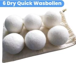 DRYQUICK Drogerballen- Wasbollen- Duurzaam Schapenwol - Herbruikbaar- 6 XL Wasballen Wit -Huishoud Verkoop 1200x997