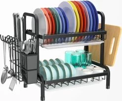 Dish Drying Rack Drainer Afdruiprek Metaal Afvoerafdruiprek Met Druppelbak Black Decker Droogrek Zwart Afdruiprek Brabantiaafdruiprek Metaal Muur