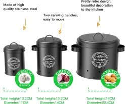 Professionele Bewaardozen - Set Van 3 - Voor Aardappels, Uien En Knoflook - Retro Design - Voorraadcontainer Van Metaal - Keukenopslag - Groentes Bewaren Voor Lange Tijd - Perfect Cadeau Voor In De Keuken -Huishoud Verkoop 1200x999 2