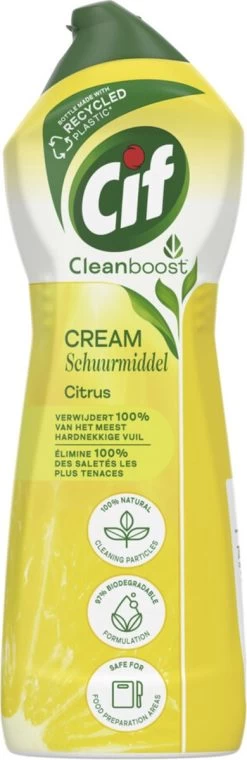 Cif CleanBoost Cream Citroen Schuurmiddel - 8 X 750 Ml - Voordeelverpakking -Huishoud Verkoop 390x1200 1