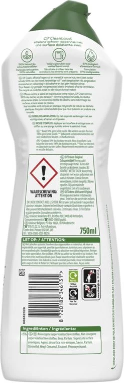 Cif CleanBoost Cream Original Schuurmiddel - 8 X 750 Ml - Voordeelverpakking -Huishoud Verkoop 390x1200 5