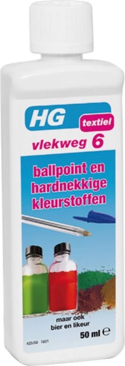 HG Vlekweg 6 - 50ml- Voor O.a. Vlekken Van Ballpoint & Hardnekkige Kleurstoffen 11 HG Vlekweg 6 - 50ml- Voor O.a. Vlekken Van Ballpoint & Hardnekkige Kleurstoffen -Huishoud Verkoop 411x1200
